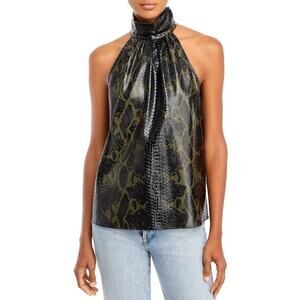NWT Ramy Brook Embossed Pam Halter Top Keyhole Back Size Medium MSRP $285